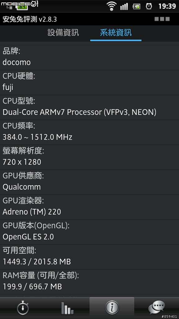 Xperia acro HD SO-03D的記憶體