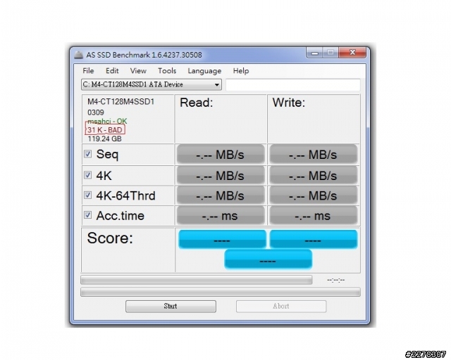 AS_SSD_Benchmark測試 M4 CT128