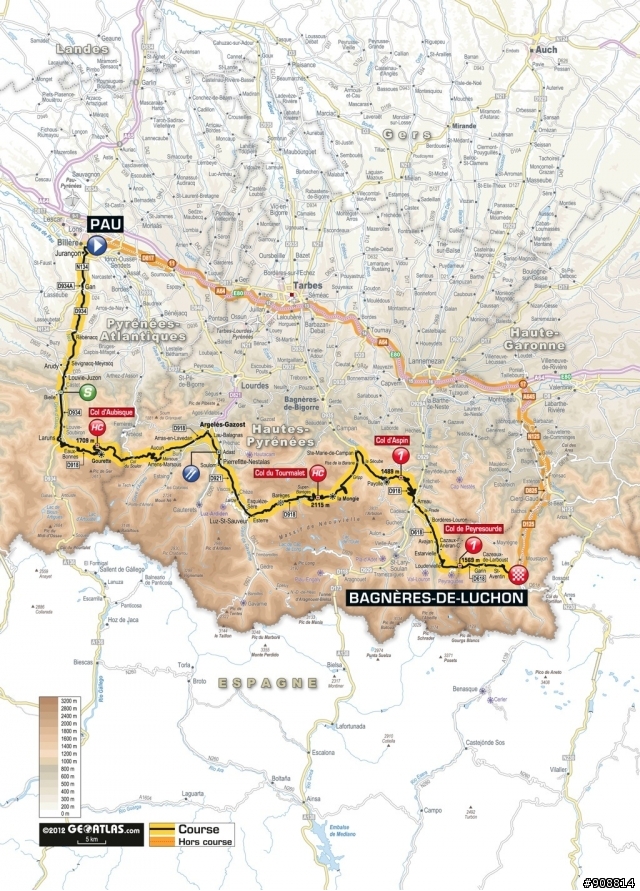 2012 環法大賽 第16站, Pau → Bagneres-de-Luchon, 197公里