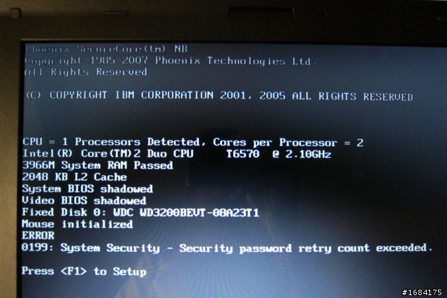 [問] 開機出現ERROR 0199  thinkpad怎麼了
