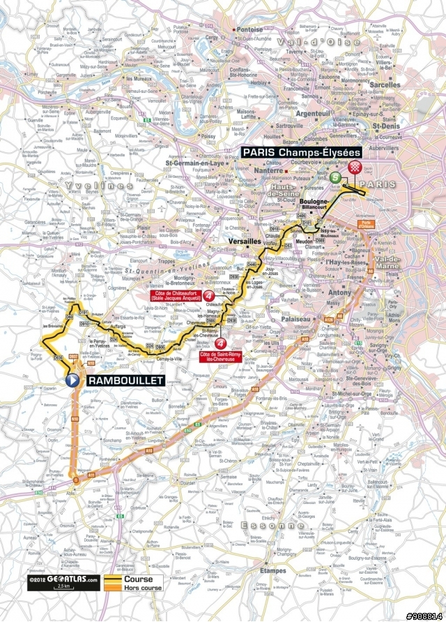 2012 環法大賽 第20站, Rambouillet → Paris Champs-Élysées, 130公里