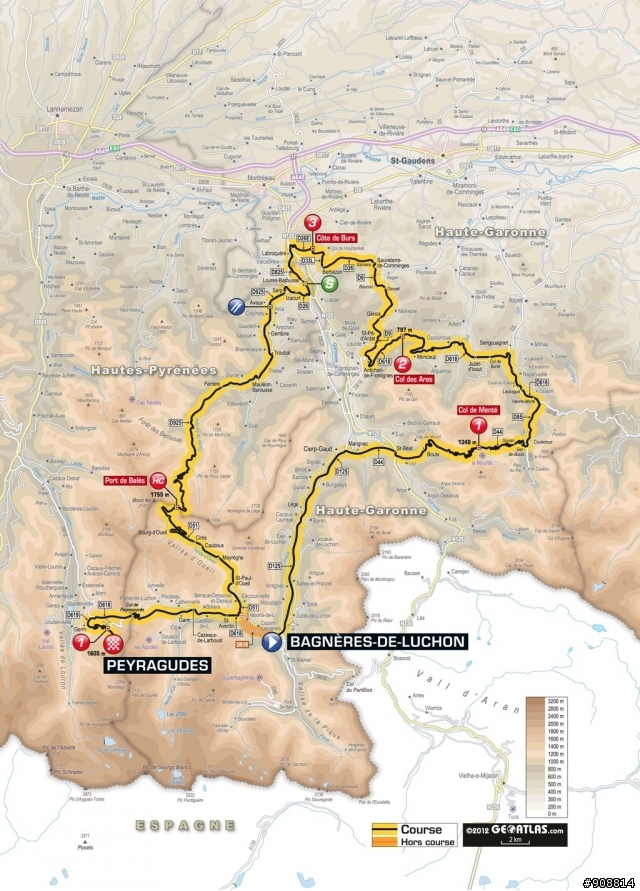 2012 環法大賽 第17站, Bagnères-de-Luchon → Peyragudes, 144公里