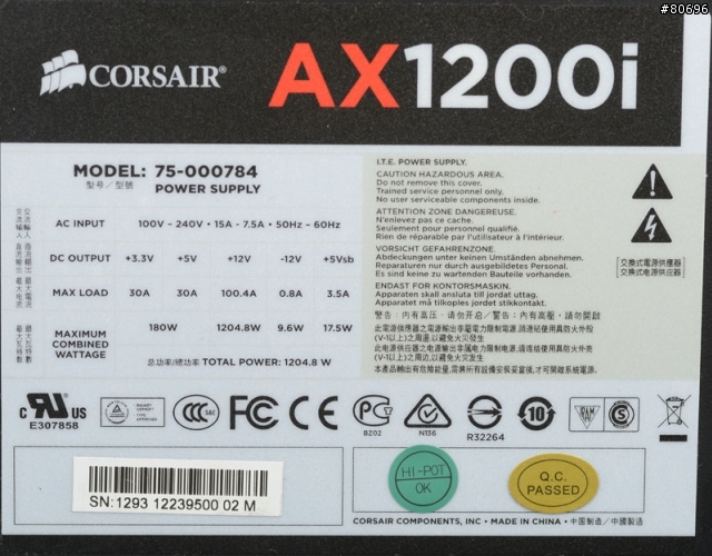 CORSAIR AX1200i數位化全模組1200W電源供應器簡介及測試
