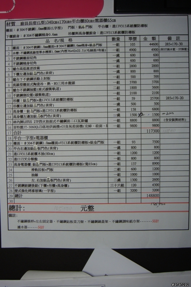 想請教大家廚具估價是否合理？