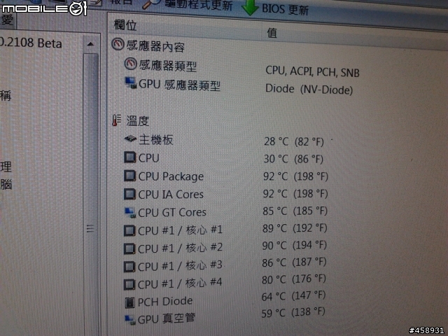 i7 四核 3720QM 溫度簡單測
