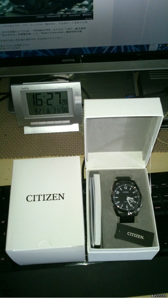 [分享] 新款CITIZEN Eco-Drive 星辰 光動能 AW0015-08E IP黑水晶玻璃皮帶腕錶 純圖開箱