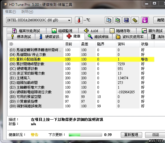 請幫忙看看我的SSD((intel X25-M 80G))