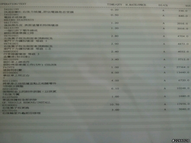 請各車神幫我看看 這樣的修理報價單ok嗎
