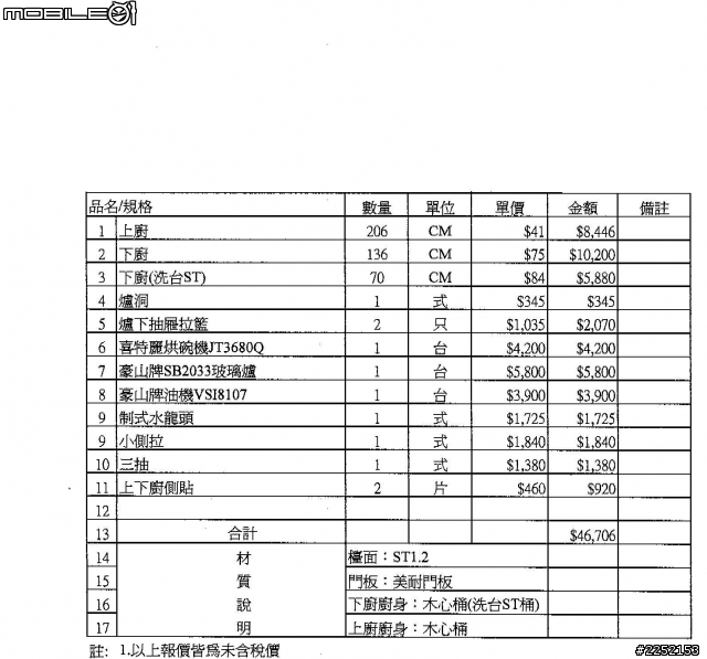 有人可以幫我看一下 廚具報價嗎
