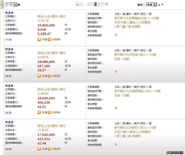 竹北市實價登錄資料