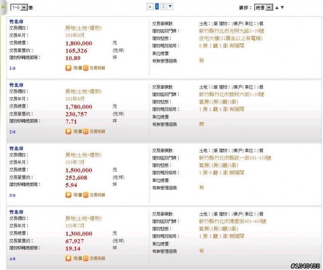 竹北市實價登錄資料
