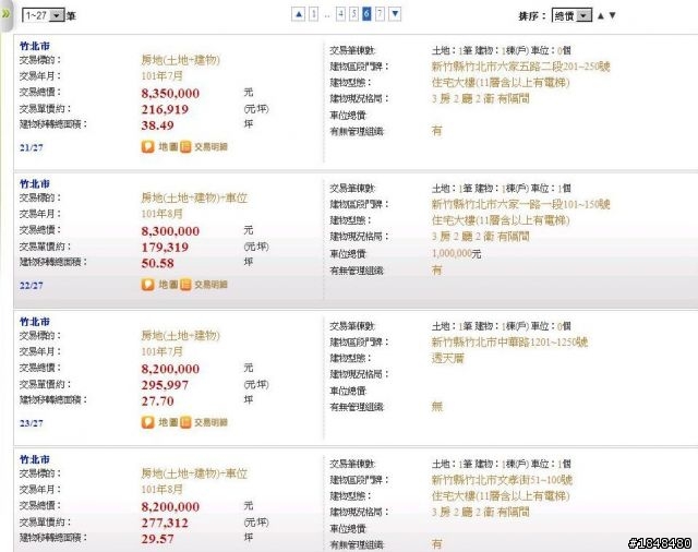 竹北市實價登錄資料