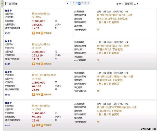 竹北市實價登錄資料