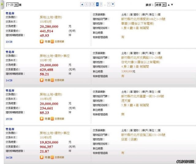 竹北市實價登錄資料