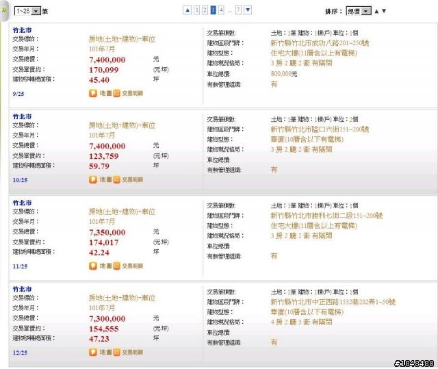 竹北市實價登錄資料