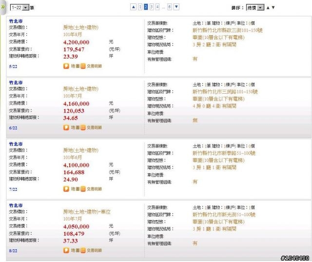 竹北市實價登錄資料