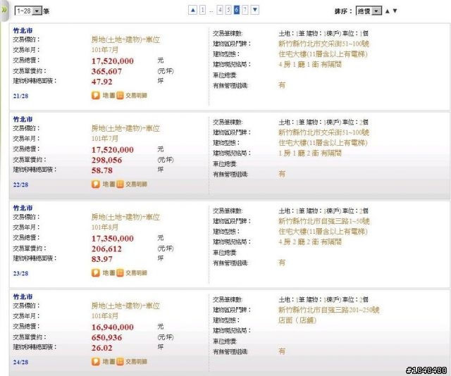 竹北市實價登錄資料