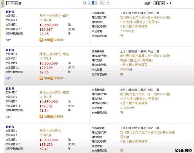 竹北市實價登錄資料