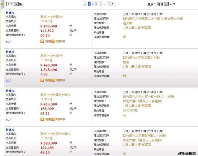 竹北市實價登錄資料