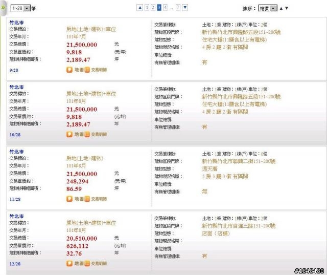 竹北市實價登錄資料