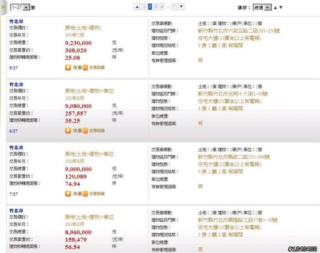 竹北市實價登錄資料