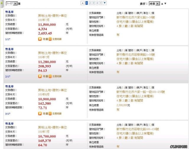 竹北市實價登錄資料