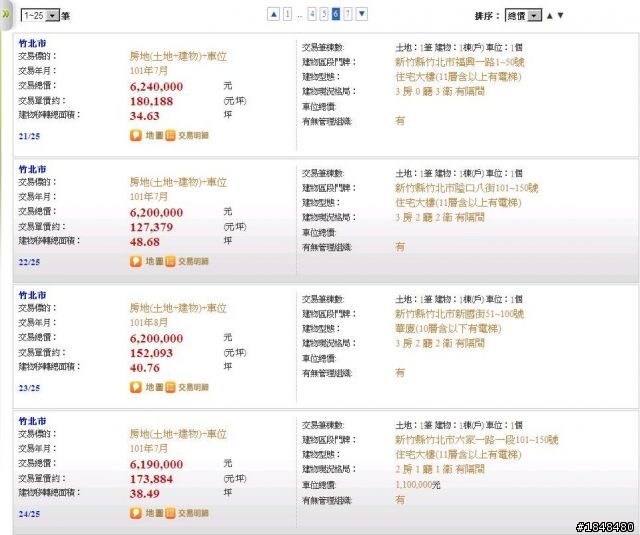 竹北市實價登錄資料