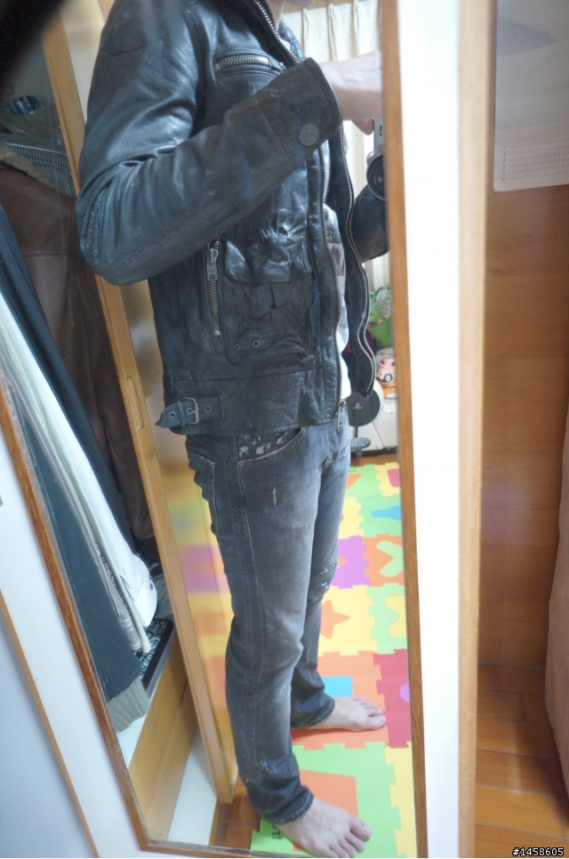 Superdry Tarpit Leather Jacket-Field black