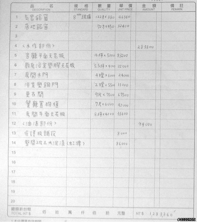 裝潢設計估價單。討論集中帖