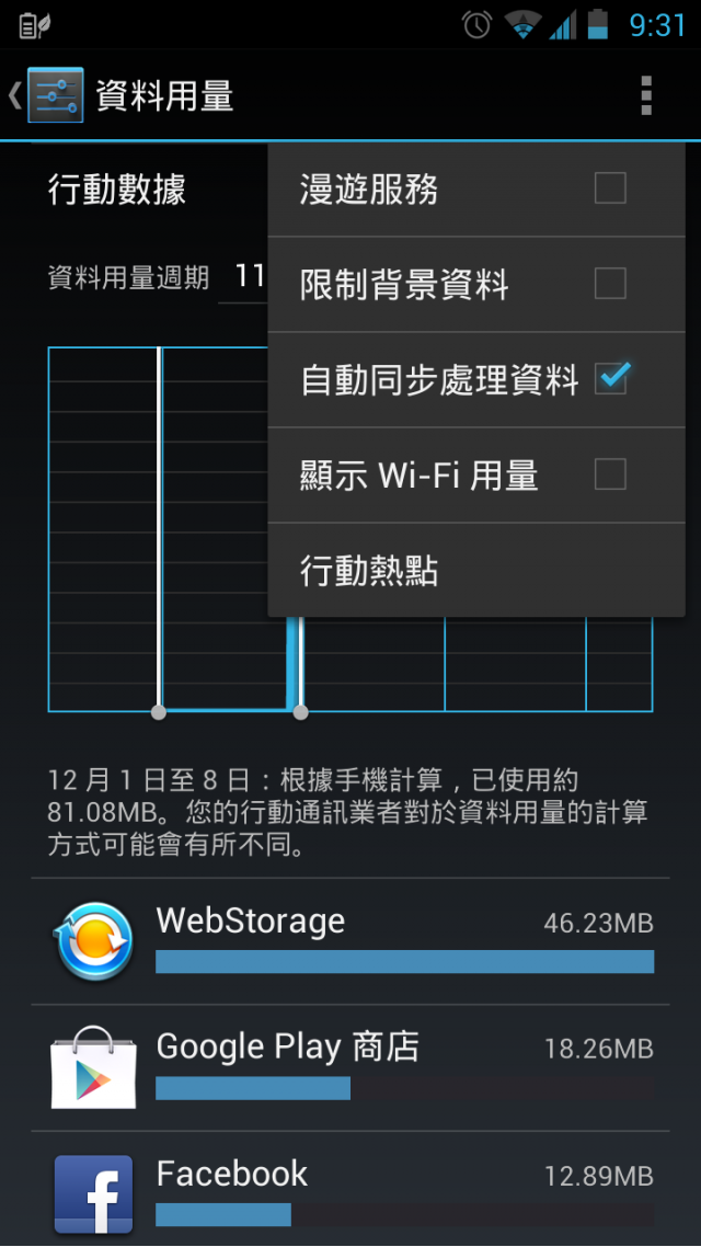 行動數據 同步設定