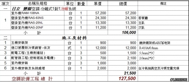 請問這檥的日立報價單合理嗎 ?