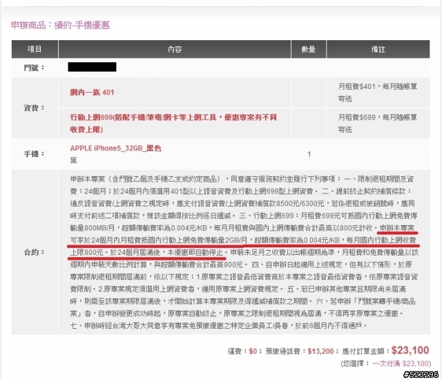 台哥大 續約二年401+699 合約前後不一
