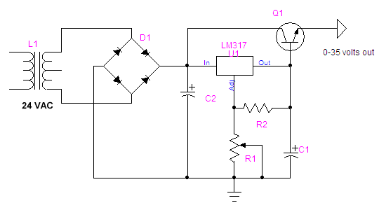 LM317這顆整流 IC加上達靈頓晶體(TIP147)可以放大電流，看起來好像比繼電器更實用?!?!