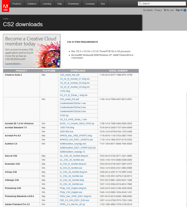 Adobe CS2大師 全系列官方免登錄下載(Win / Mac 免費使用)