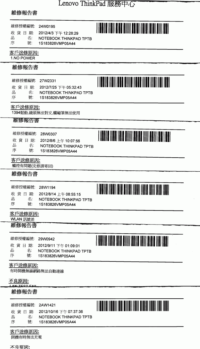 Lenovo ThinkPak Tablet 修到過保固問題?
