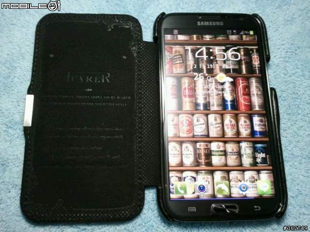(開箱) SAMSUNG Note2  iCarer 真皮磁扣吸附側掀皮套