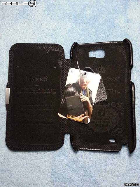 (開箱) SAMSUNG Note2  iCarer 真皮磁扣吸附側掀皮套