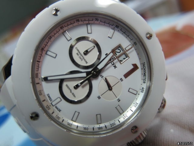 【生日禮物】白色魅力 EDOX Class-1 Chronooffshore Big Date 白色陶瓷表圈300米防水石英計時碼表