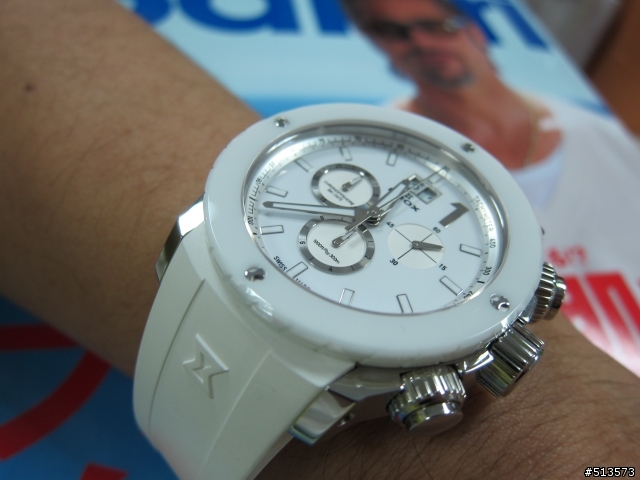 【生日禮物】白色魅力 EDOX Class-1 Chronooffshore Big Date 白色陶瓷表圈300米防水石英計時碼表