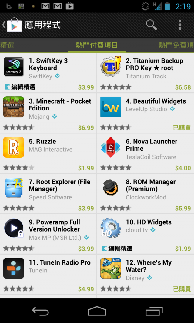 google play出現付費購買項目