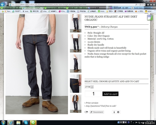 請益Nudie Jeans Straight Alf Dry Dirt Organic!