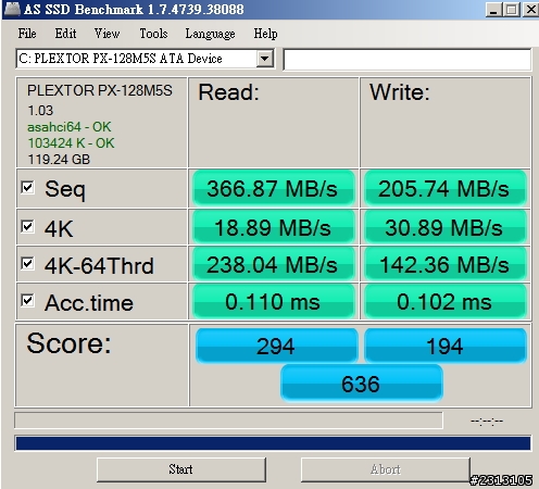 請教大大我的PLEXTOR M5S 速度是正常嗎?