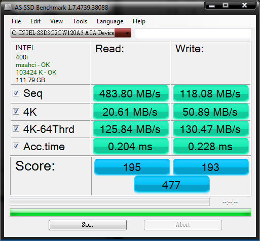 INTEL   520  120G   測速