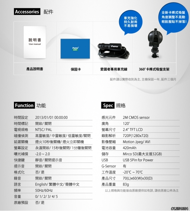 「Patriot F1行車記錄器」試用活動分享 by Allen