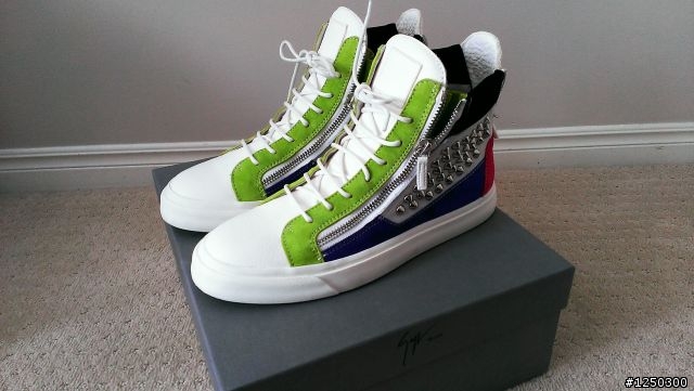 [開箱]Giuseppe Zanotti White multicolor studded London sneakers