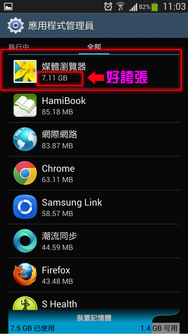 請問我的s4 媒體瀏覽器怎麼了?怎麼佔了這麼多空間?