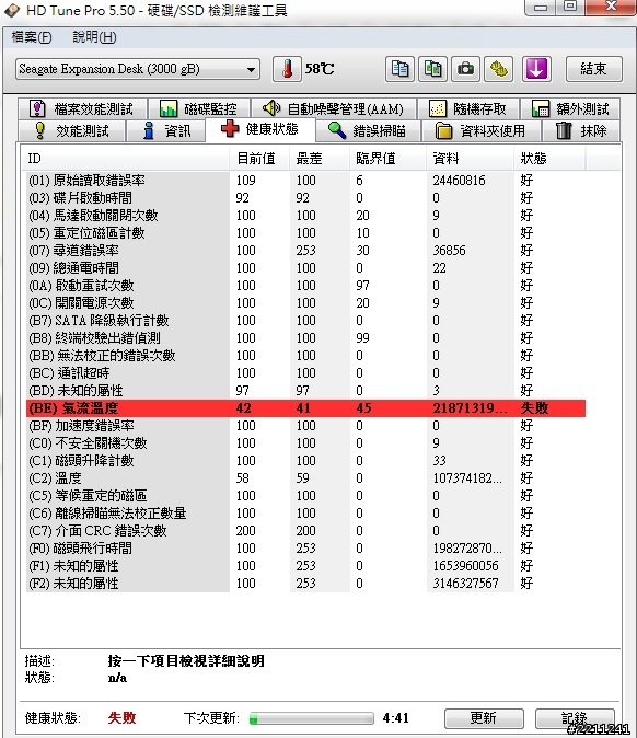 請問新買Seagate Expansion 黑鑽3TB BE氣流溫度 ?