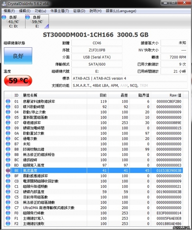 請問新買Seagate Expansion 黑鑽3TB BE氣流溫度 ?