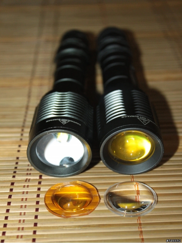 把變焦 手電筒的鏡片 換成黃光