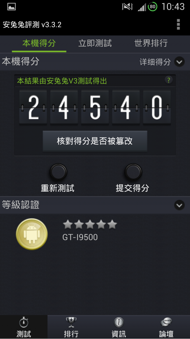 S4安兔兔連測9次測試